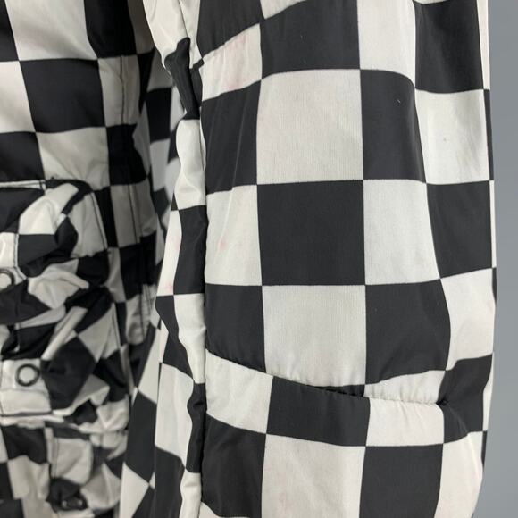 NICK WOOSTER Size M Black White Checkered Nylon Hooded Jacket - Picture 5 of 10